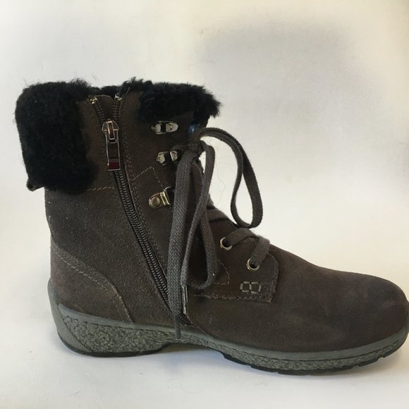 Michelle Dark Gray Black Winter Faux Fur Suede Warm Snow Boots Size 9 Zipper - Picture 8 of 12